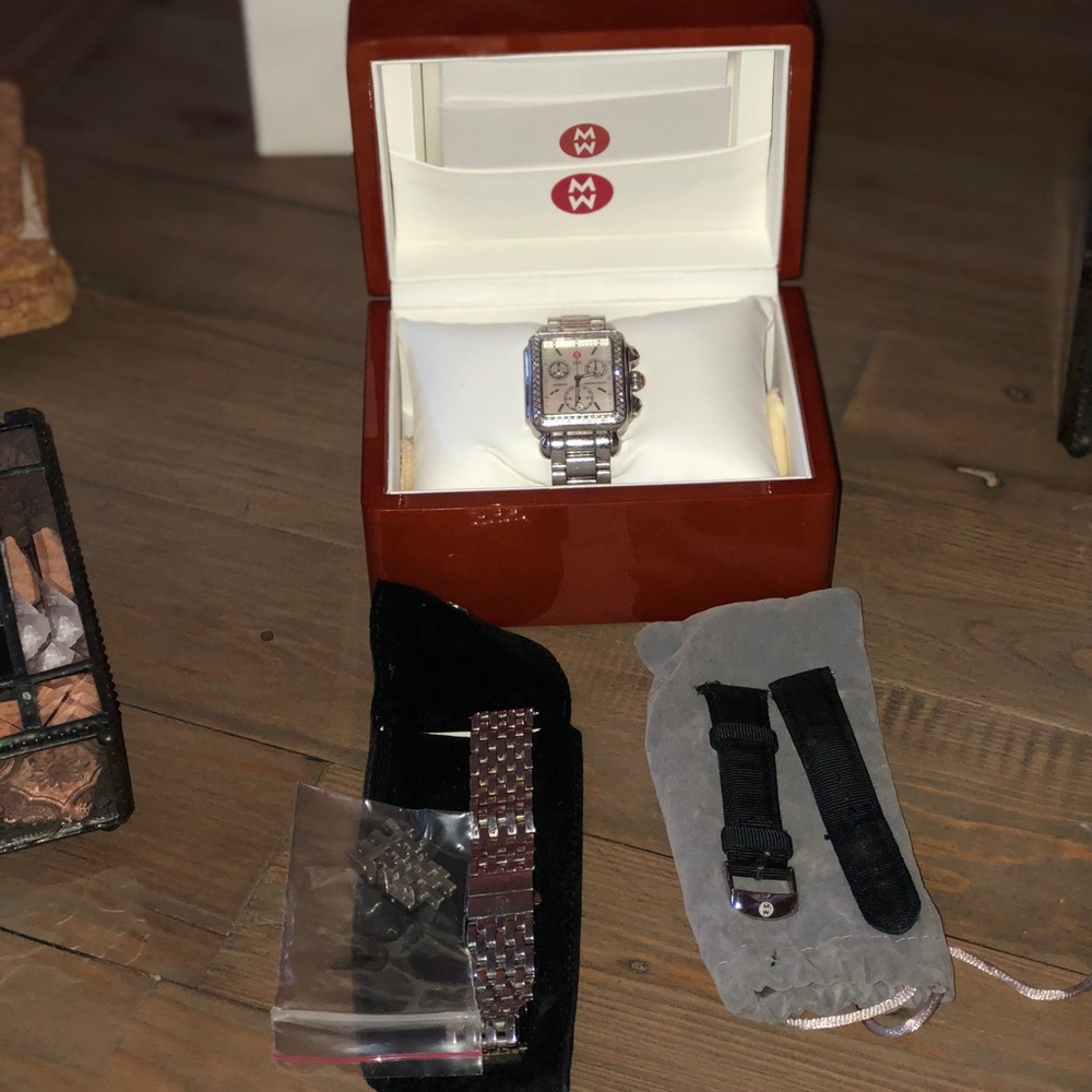 Michele Deco Diamond watch w/ 2 additional bands